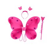 Fantasia Wings Fairy Butterfly Girl Com Varinha E Bandana Fuchsi