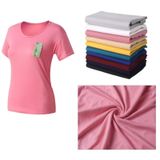 Camiseta Feminina De Bambu De Manga Curta, Pacote Com 3 Cores Variadas