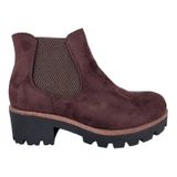Bota Feminina De Camurça Marrom Com Elástico, Ajuste Formal E Casual