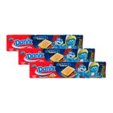 Kit 3 Biscoito Recheado Danix Smurfs Sabor Chocolate 130g