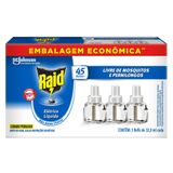 Repelente Elétrico Líquido Raid 45 Noites Refil 3 Unidades De 32,9ml Cada