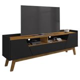 Rack Bancada Para Tv 70 Pol Pés Retrô 180cm Flora B02 Preto/naturalle - Mpozenato
