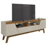 Rack Bancada Para Tv 70 Pol Pés Retrô 180cm Flora B02 Off White/naturalle - Mpozenato