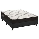 Cama Box Casal: Colchão Espuma D45 Ortobom Light Saúde Ortopilow + Base Crc Suede Black(138x188)