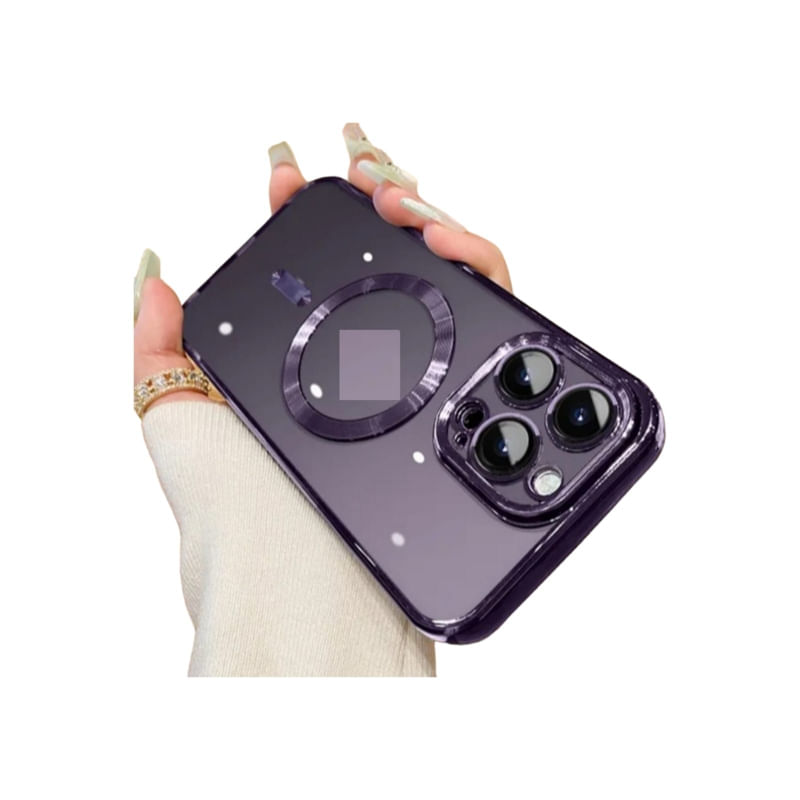 Capa De Telefone De Luxo Transparente Com Magphase Para Iphone 14 Purp