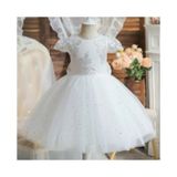 Vestido Bright Princess Style Bautize White Para Meninas De 1 A 6 Anos