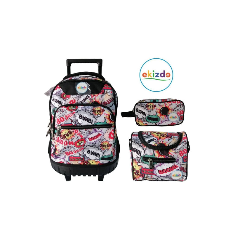 Mochila Escolar Com Rodas Longer Ekizde Comic Case