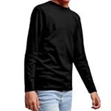 Pacote De 6 Camisetas Infantis, 100% Algodão, Manga Comprida, Unissex, Preta