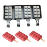 Molde De Sorvete De Silicone 4 Mini Paletes Cinza Yd89169