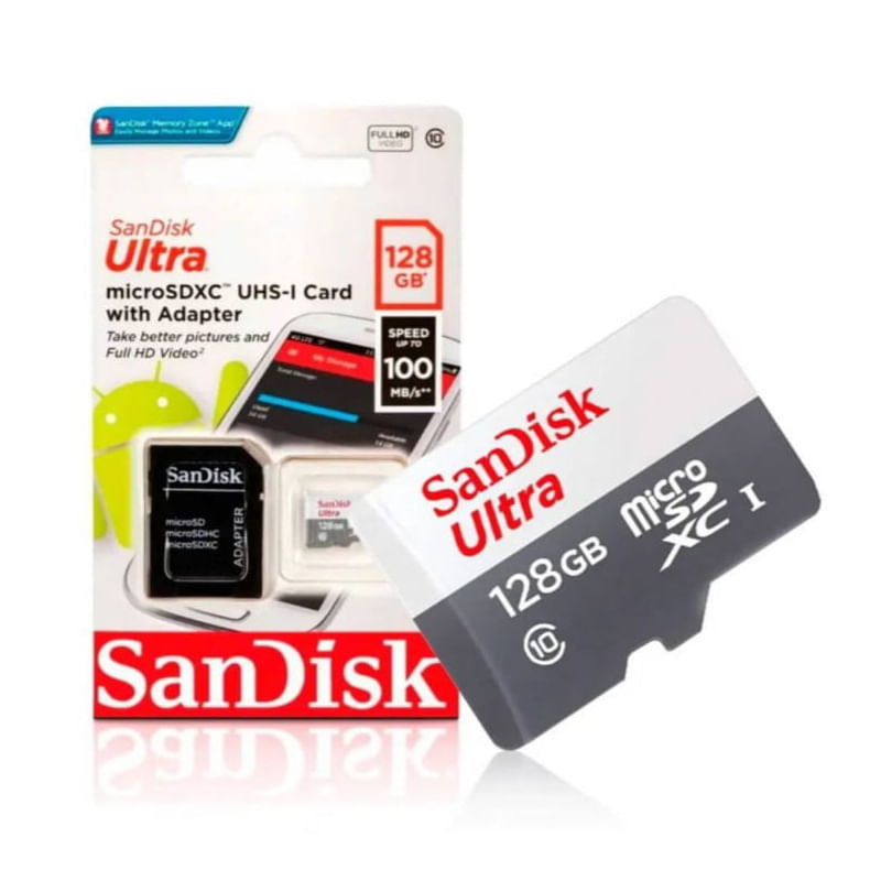 Cartão De Memória Sandisk Microsd 128gb 100mbps Class 10 Pro