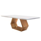 Mesa De Jantar Retangular Com Tampo De Vidro Ane Ii Off White E Imbuia 220 Cm