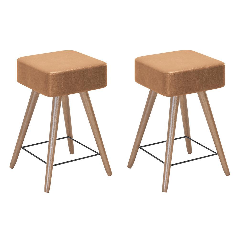 Kit 2 Banco Banqueta Rio Baixa 50cm Couríssimo Amarula - Salaone