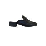 Mule Feminino Sapato Croco Preto Saltinho Corrente Conforto