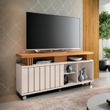 Bancada Decorativa Grohl 1.3 Porta Deslizante Tv Até 50 Pol Off White/cinamomo G26 - Gran Belo