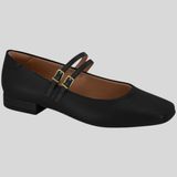 Sapatilha Feminina Bico Quadrado Fivela Conforto Vizzano  1427.102.7286 - Preto - 37