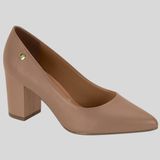 Sapato Scarpin Feminino Bico  Fino Salto Grosso Vizzano 1290.500.7286 - Nude - 37