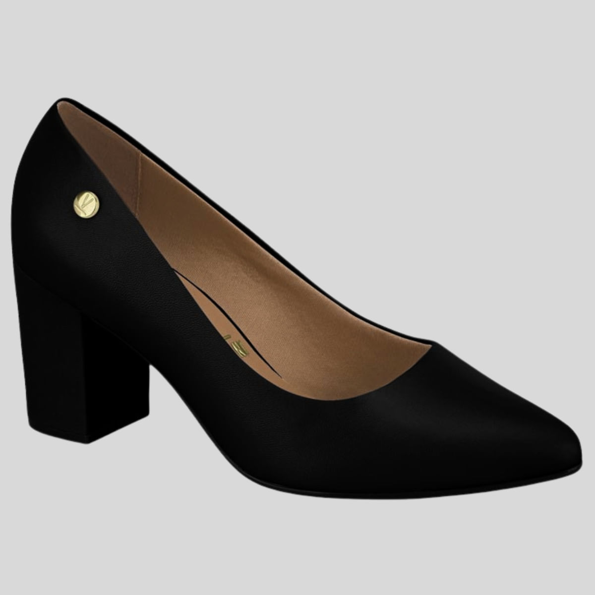 Sapato Scarpin Feminino Bico  Fino Salto Grosso Vizzano 1290.500.7286 - Preto - 37