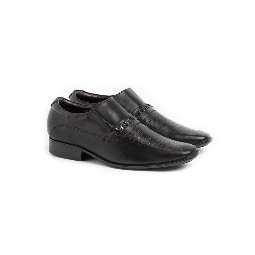 Sapato Social Loafer Masculino Couro Perfuros Macio Conforto Preto 44