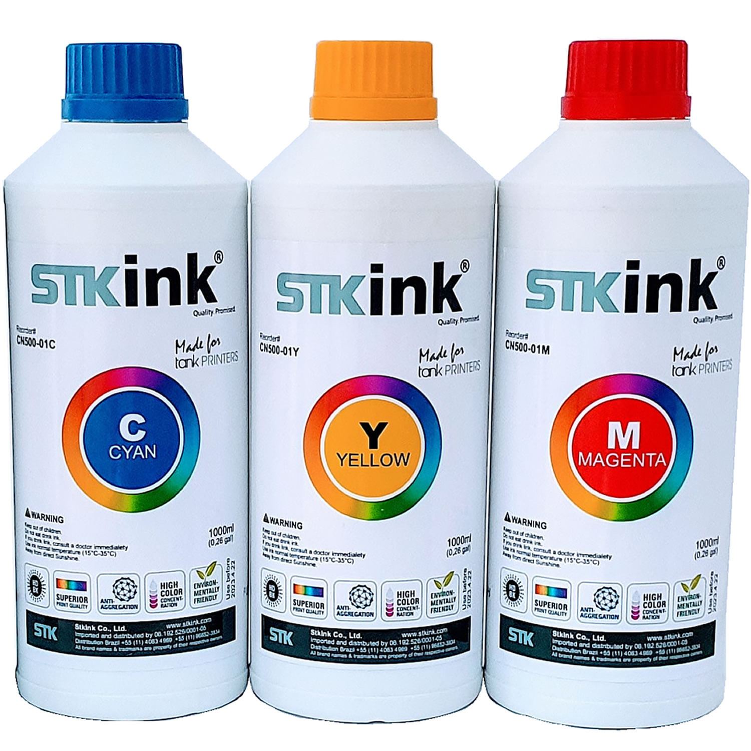 3 X 500ml  Tinta Stk L3210 Refil T544 P/ Impressora Epson 544 Ecotank