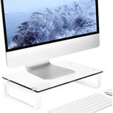 Clear Computer Monitor Stand Riser Multi Media Desktop Stand For Flat Screen Lcd Led Tv, Laptop/notebook/xbox One, Com Vidro Temperado E Pernas Metál