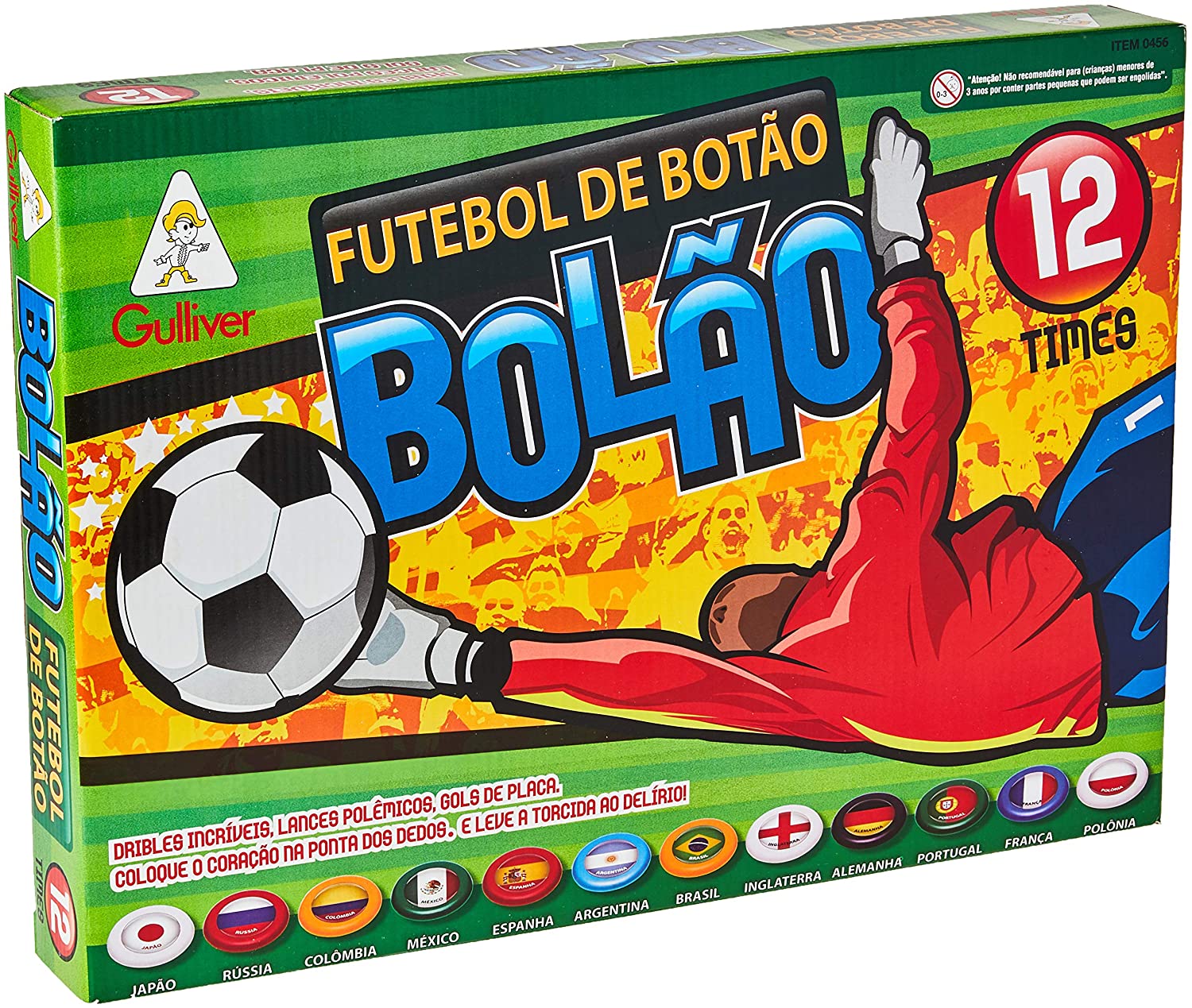 Futebol De Botão Bolão 12 Times Seleções Jogo Infantil Menino Gulliver