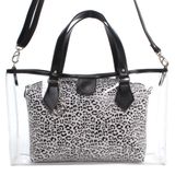 bolsa grande cristal 2 em 1 animal print camurça