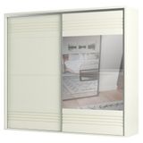 Guarda Roupa Casal Com Espelho 267cm 2 Portas 100% Mdf Tw603e Off White - Dalla Costa