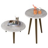 Conjunto Para Sala De Estar Com Mesa De Centro E Mesa Lateral Brilhante Carrara - Bechara