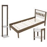 Quarto Solteiro 3 Peças Cm8006 Az1016 Az1019 Qt4 Nogal Branco Tecno Mobili