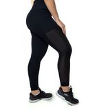 Calça Legging Preta Tule Alta Compressão Duo Fitness