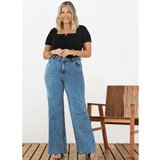 Calça Wide Leg Em Jeans Plus Size