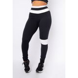 Calça Legging Preta Com Recorte Branco