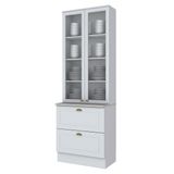 Cristaleira 2 Portas De Vidro 2 Gavetas 100% Mdf Americana Branco Hp - Henn