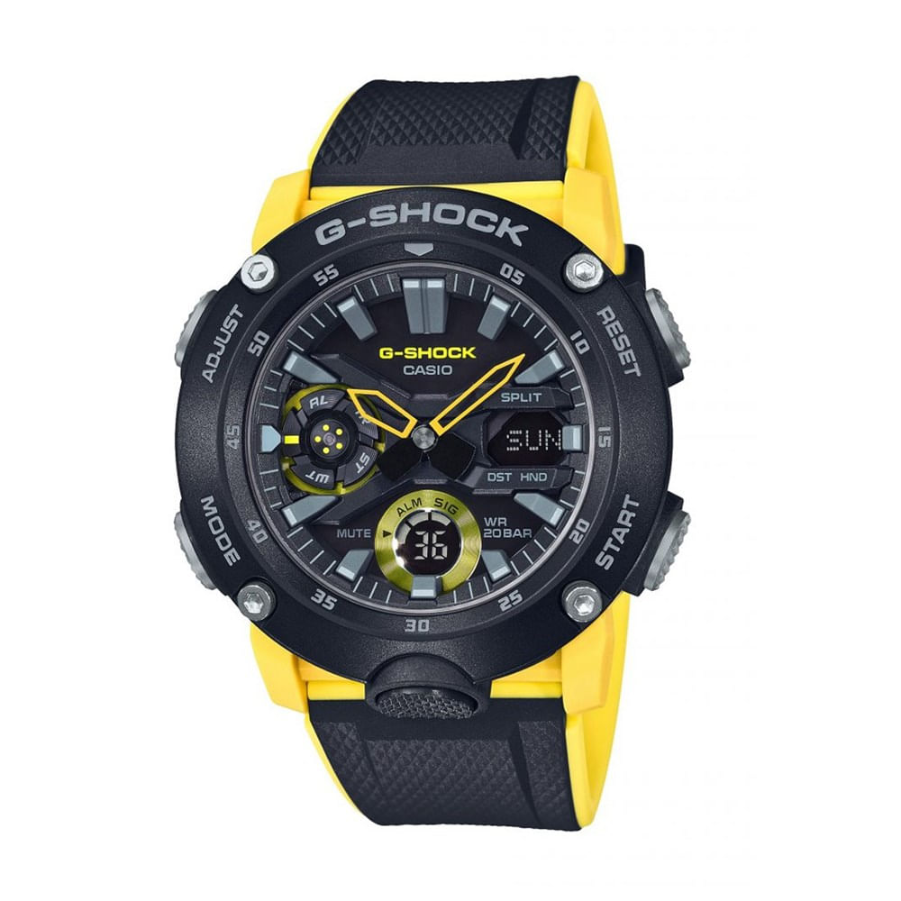 Relógio Casio G-shock Masculino Anadigi Amarelo Ga-2000-1a9dr