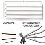 2 Paineis Canaletados - 2,44 X 1,22 + 100 Ganchos 20cm + Canaleta Preta