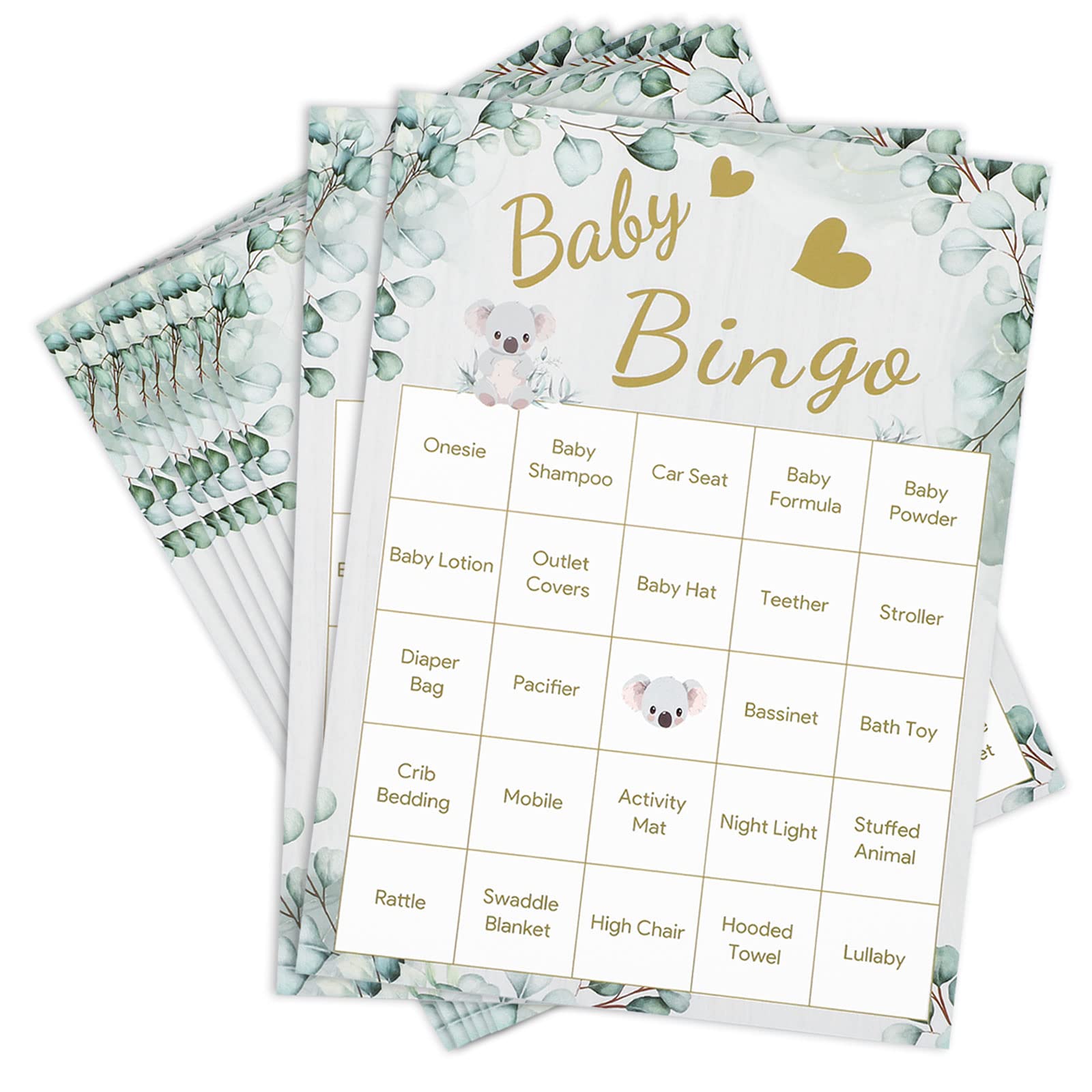 Jogo De Bingo Baby Shower Yifam Eucalyptus Foliage Para 20 Jogadores