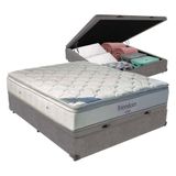 Cama + Box Com Baú Casal E Colchão Freedom Ortobom D33 Cor:cinza