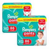 Kit 2 Fralda Pampers Pants Ajuste Total Tamanho Xg Com 86 Fraldas Descartáveis