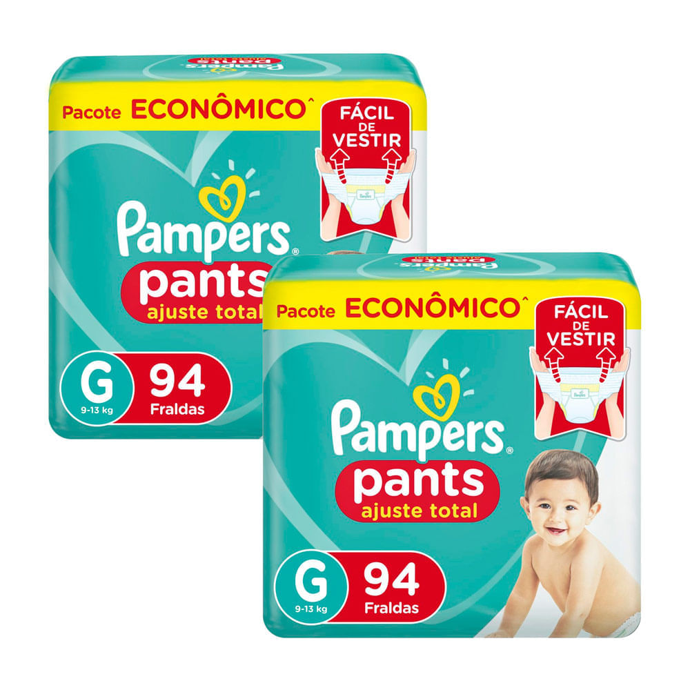 Kit 2 Fralda Pampers Pants Ajuste Total Tamanho G 94 Unidades