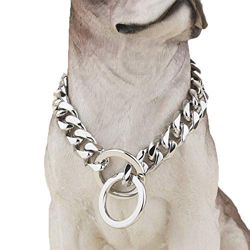 Coleira Para Cães Silver Phantom Heavy Duty Cuban Chain 20 Mm Xl