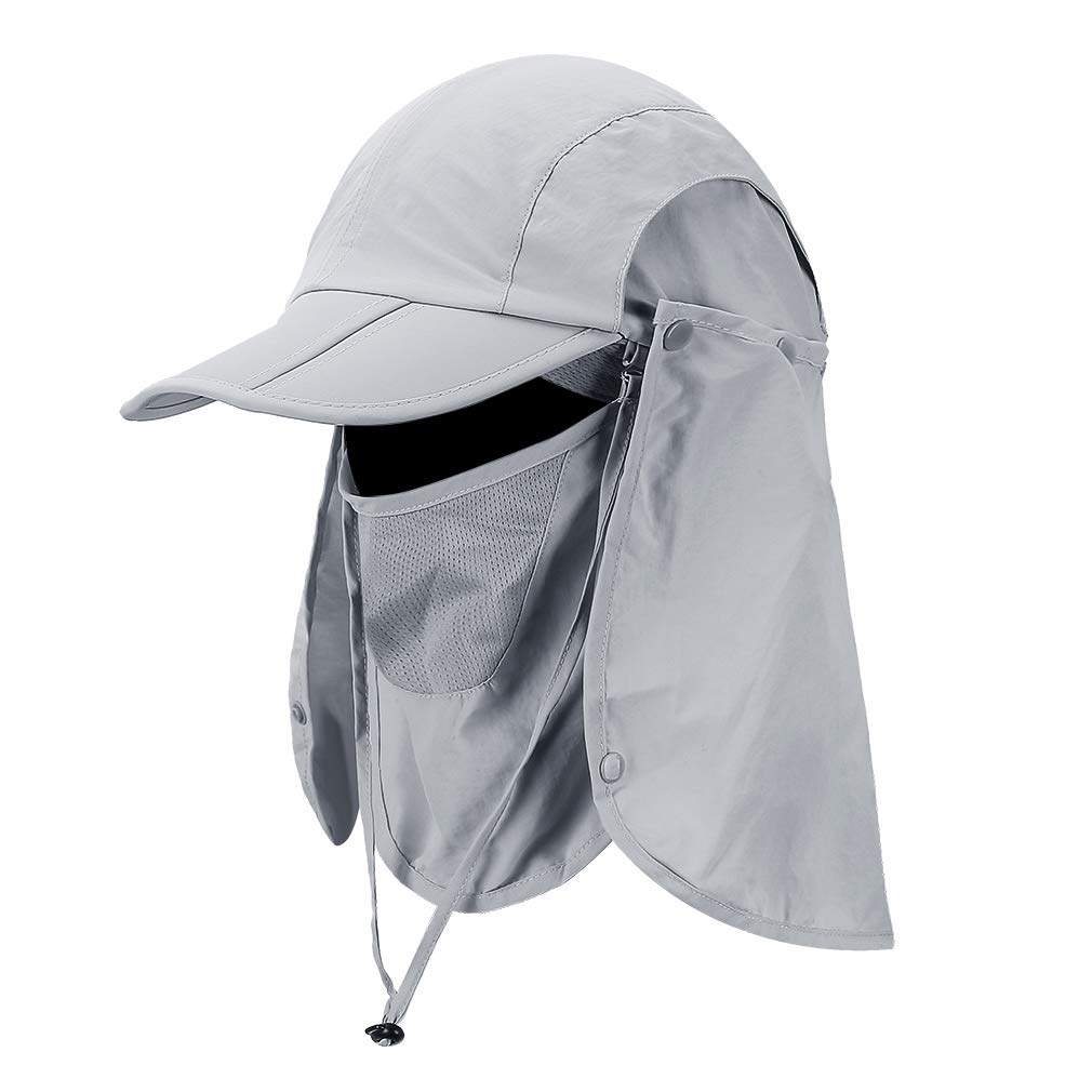 Chapéu De Pesca Dobrável Sun Cap Cristgee Upf 50+ Cinza Claro