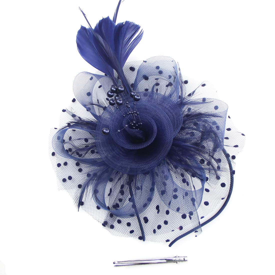 Chapéu Fascinator Hnbqmx 20s Pillbox Cocktail Tea Party Navy