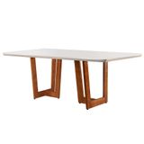 Mesa De Jantar Retangular Com Tampo De Vidro Tália Off White E Imbuia 180 Cm