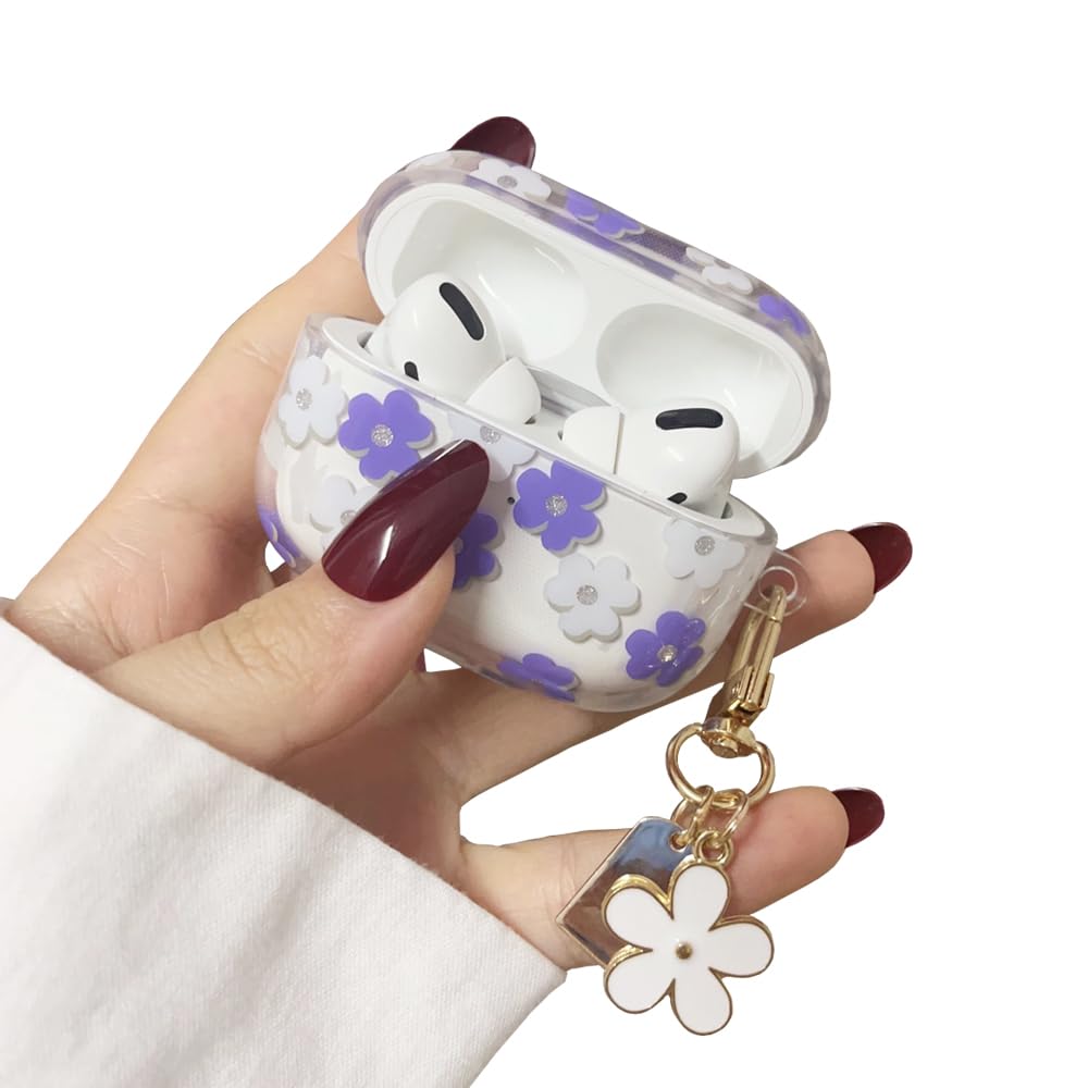 Capa Para Airpods Pro De 1ª Geração Faneiy Com Chaveiro Purple Flower