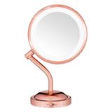 Espelho De Maquiagem Conair Iluminado Com Ampliação 1x/5x Led Rose Gold