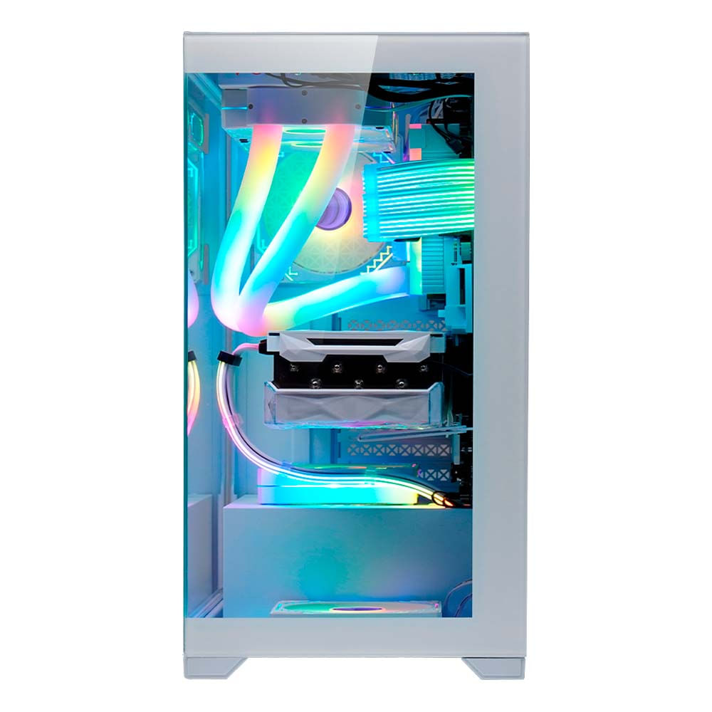 Gabinete Gamer K-mex Aquario Poseidon Cg-w1g4 Branco Atx Lateral Em Vidro Sem Fan U Unica Unica