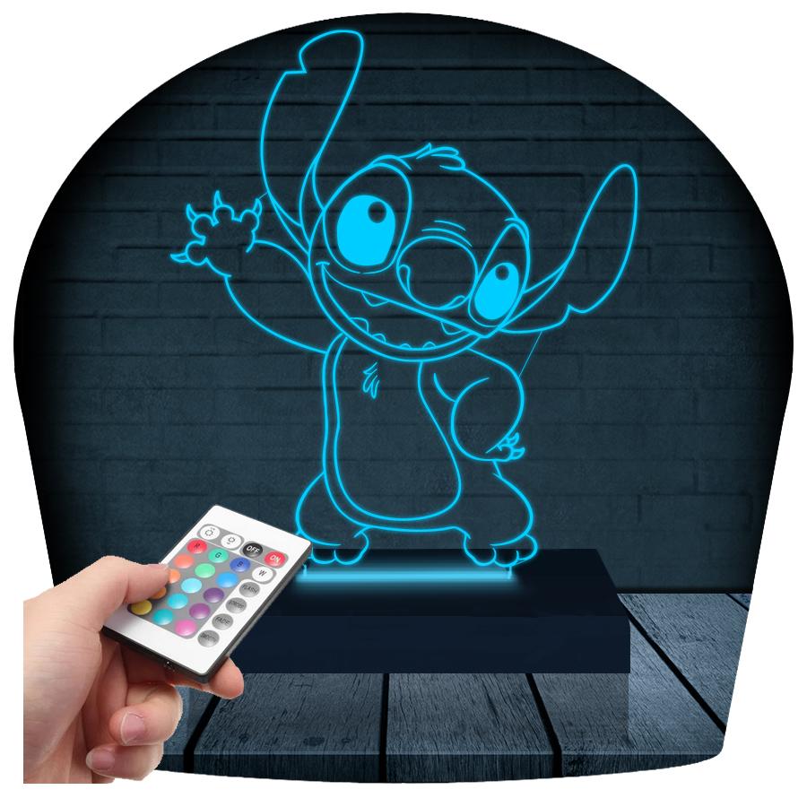 Luminária Led 3d |  Lilo Stitch | Abajur - 16 Cores