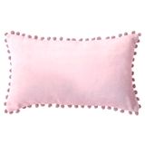 Capa De Almofada Retangular 50x30cm Com Design De Pompon Rosa