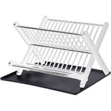 Escorredor De Pratos Dobrável Plást. Aço Inox Branco-quanhe