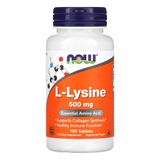 L-lisina 500 Mg Now Foods 100 Tablets Importado